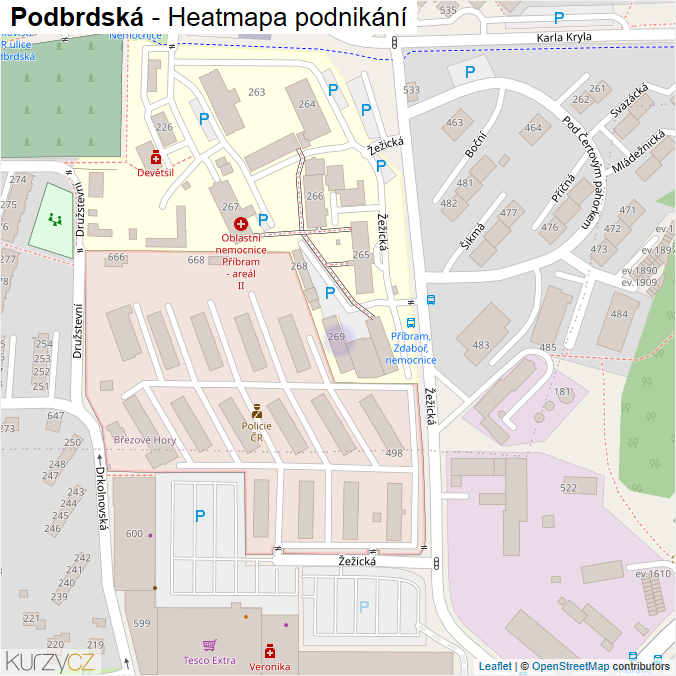 Mapa Podbrdská - Firmy v ulici.