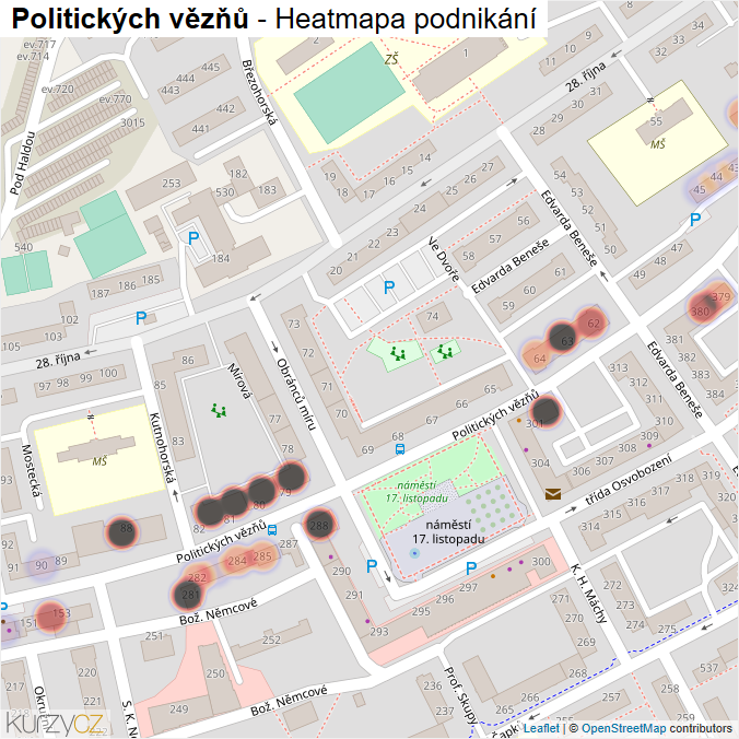 Mapa Politických vězňů - Firmy v ulici.
