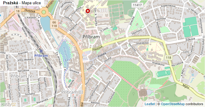 Pražská - mapa ulice
