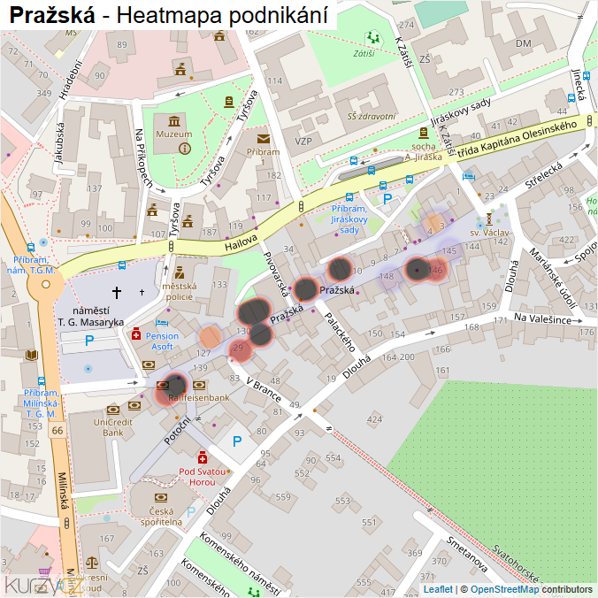 Mapa Pražská - Firmy v ulici.