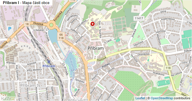 Příbram I - mapa části obce