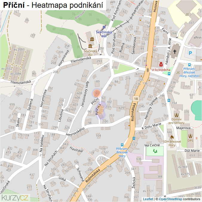 Mapa Příční - Firmy v ulici.