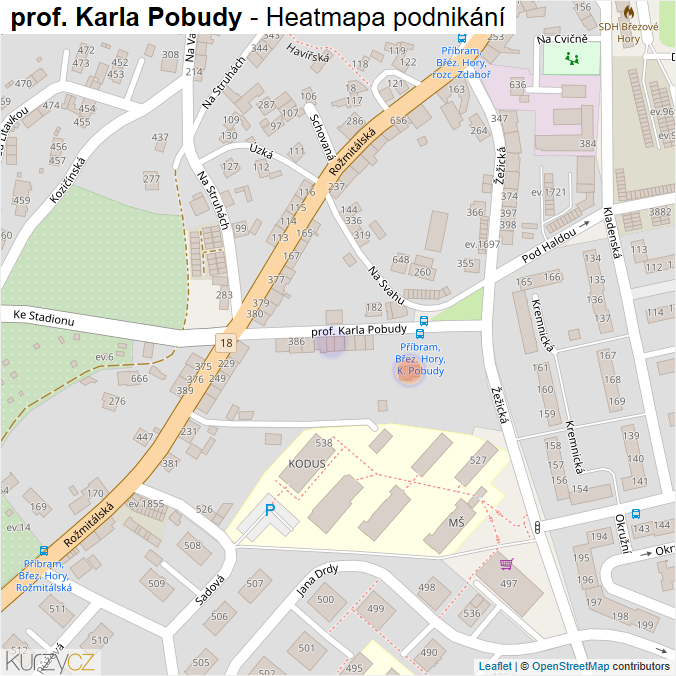 Mapa prof. Karla Pobudy - Firmy v ulici.