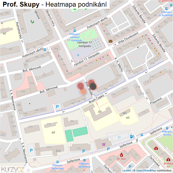 Mapa Prof. Skupy - Firmy v ulici.