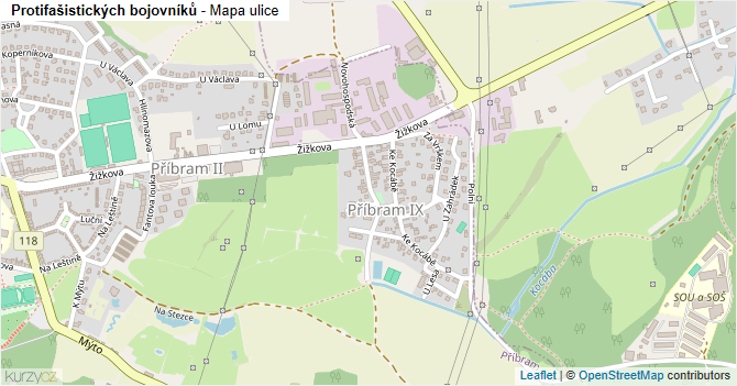 Protifašistických bojovníků - mapa ulice