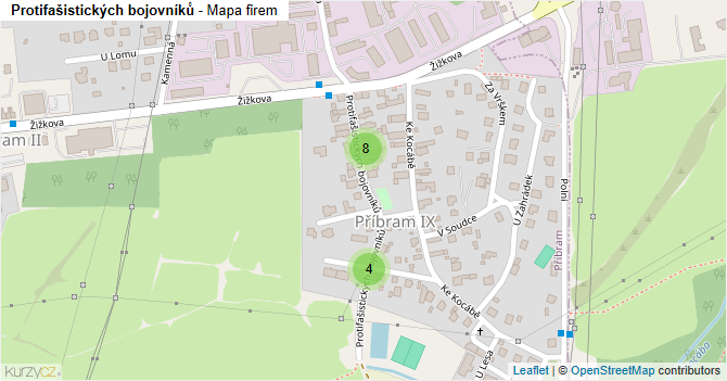 Protifašistických bojovníků - mapa firem