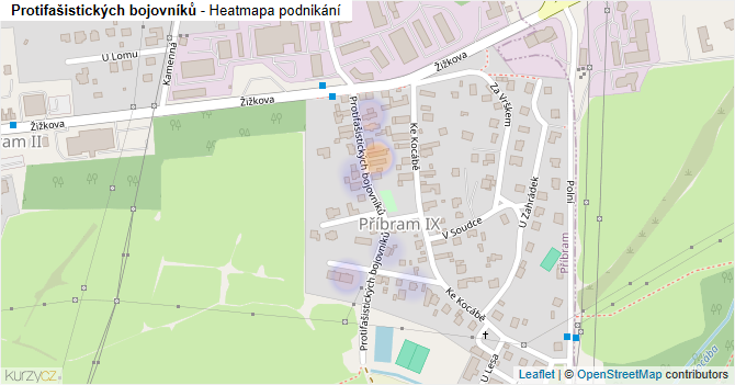 Protifašistických bojovníků - mapa podnikání
