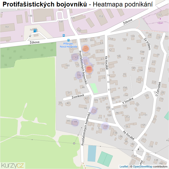 Mapa Protifašistických bojovníků - Firmy v ulici.
