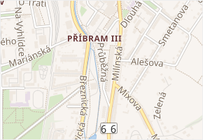 Průběžná v obci Příbram - mapa ulice