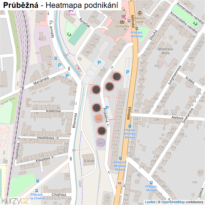 Mapa Průběžná - Firmy v ulici.