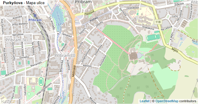 Purkyňova - mapa ulice