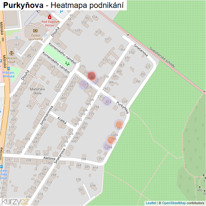 Mapa Purkyňova - Firmy v ulici.