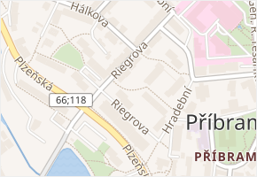 Riegrova v obci Příbram - mapa ulice