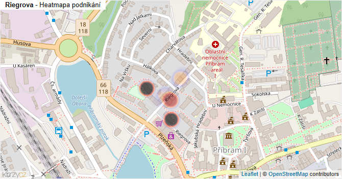 Riegrova - mapa podnikání