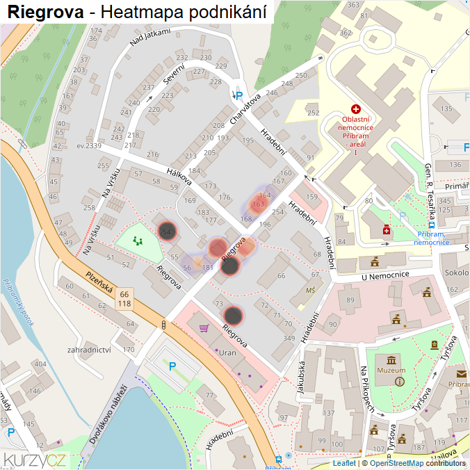 Mapa Riegrova - Firmy v ulici.