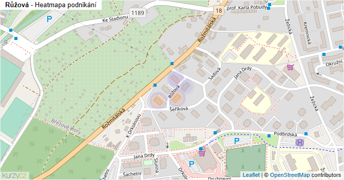 Růžová - mapa podnikání
