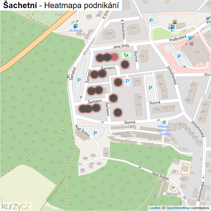 Mapa Šachetní - Firmy v ulici.