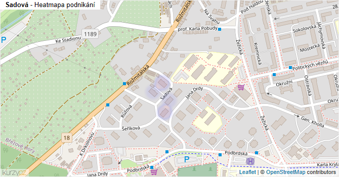 Sadová - mapa podnikání