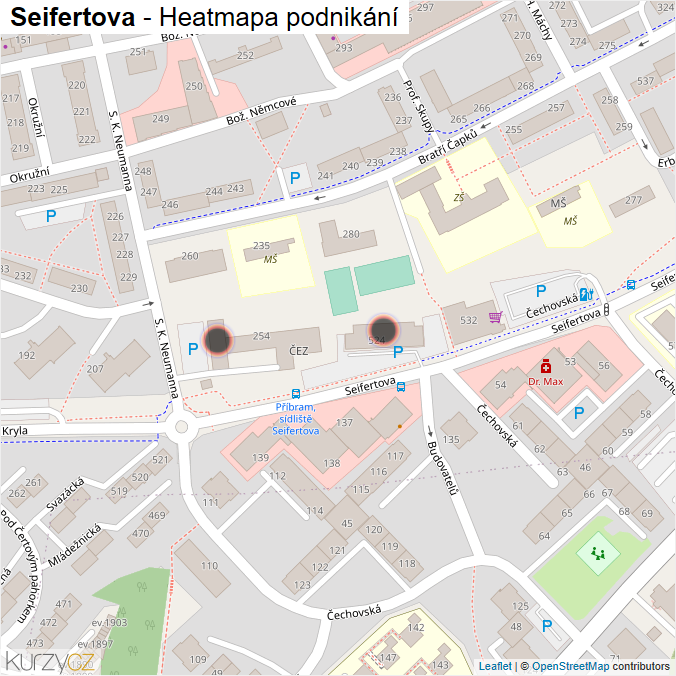 Mapa Seifertova - Firmy v ulici.