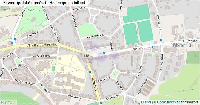 Sevastopolské náměstí - mapa podnikání