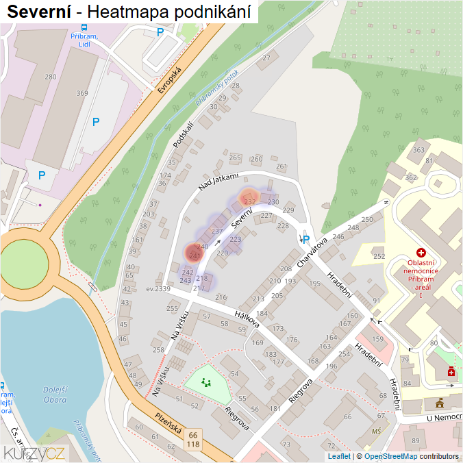Mapa Severní - Firmy v ulici.