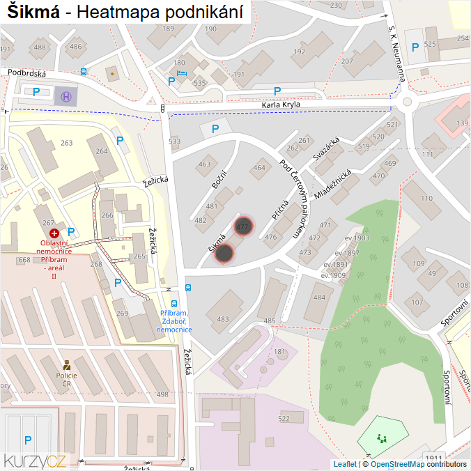 Mapa Šikmá - Firmy v ulici.