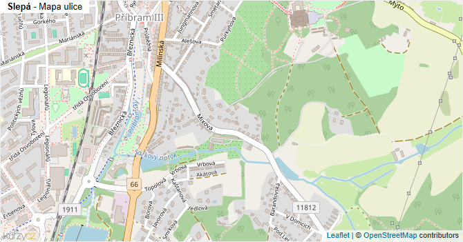 Slepá - mapa ulice