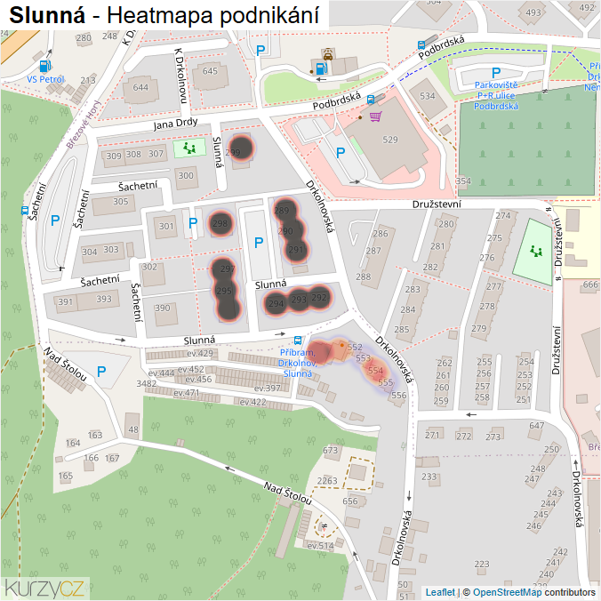 Mapa Slunná - Firmy v ulici.