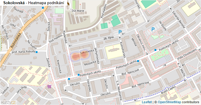Sokolovská - mapa podnikání