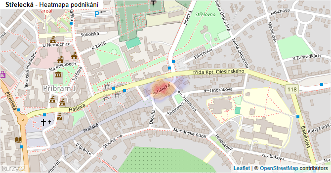 Střelecká - mapa podnikání