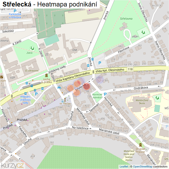 Mapa Střelecká - Firmy v ulici.