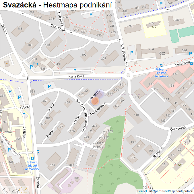 Mapa Svazácká - Firmy v ulici.