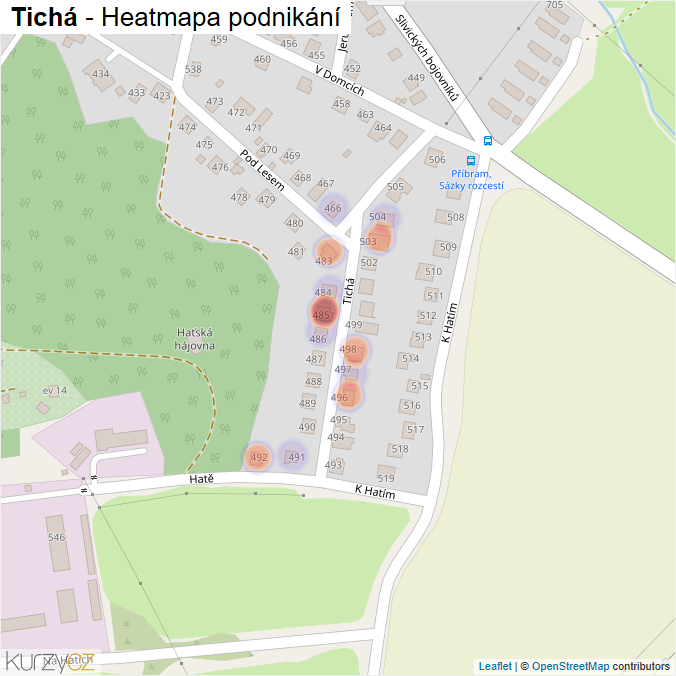 Mapa Tichá - Firmy v ulici.