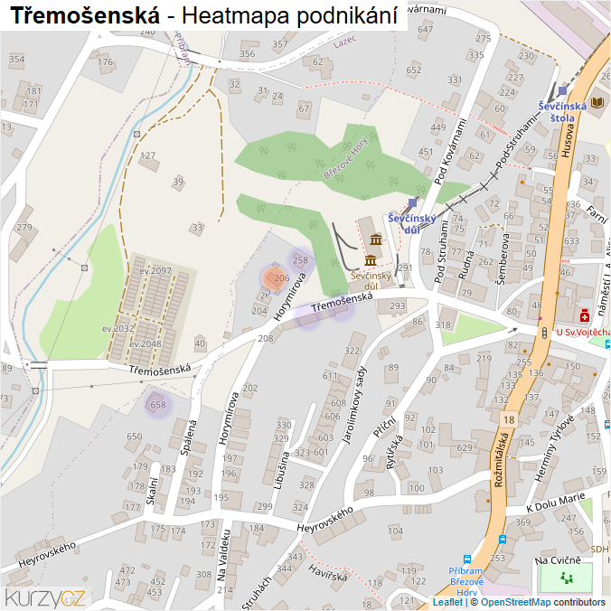 Mapa Třemošenská - Firmy v ulici.