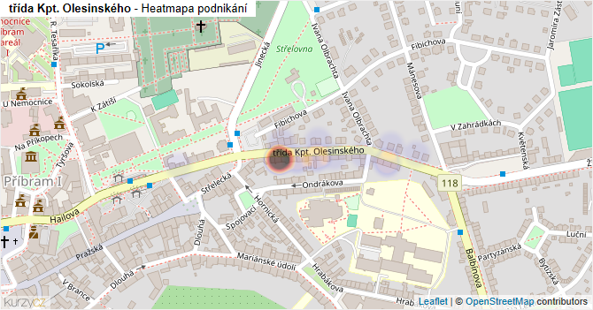 třída Kpt. Olesinského - mapa podnikání