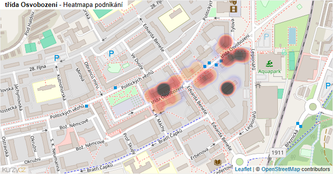 třída Osvobození - mapa podnikání
