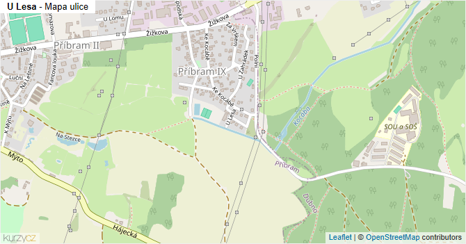 U Lesa - mapa ulice