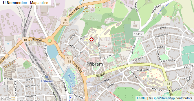 U Nemocnice - mapa ulice