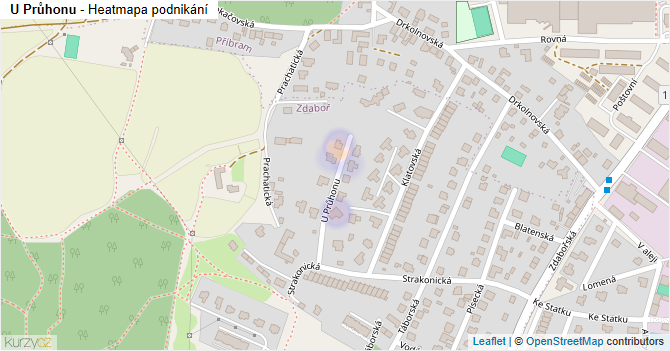 U Průhonu - mapa podnikání