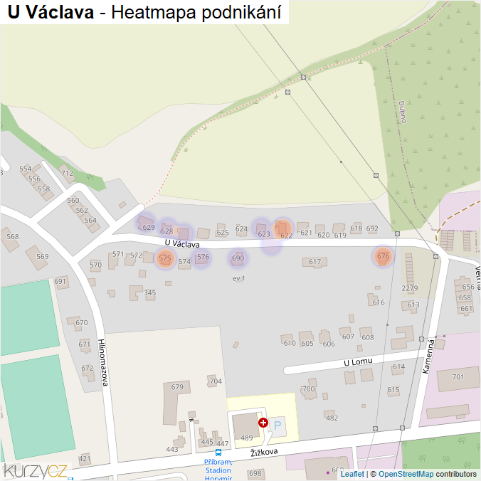 Mapa U Václava - Firmy v ulici.