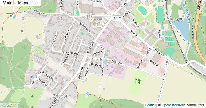 V aleji - mapa ulice