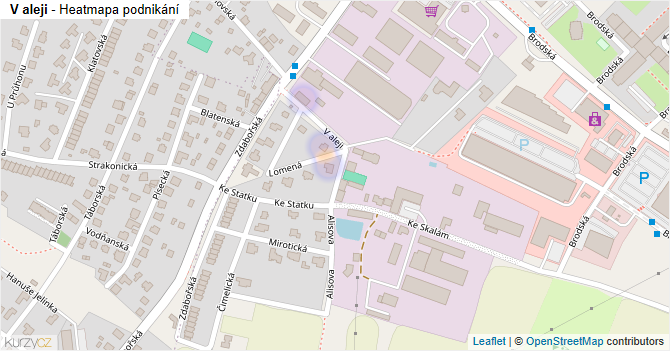 V aleji - mapa podnikání