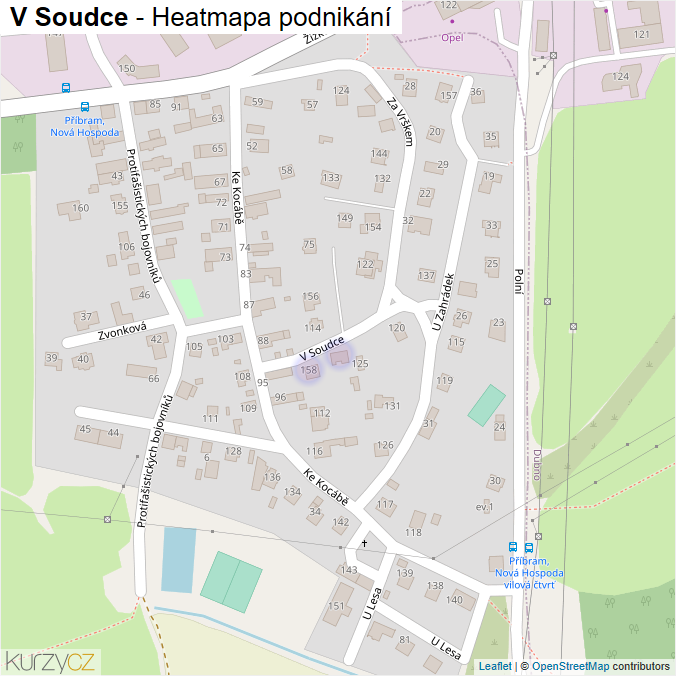 Mapa V Soudce - Firmy v ulici.