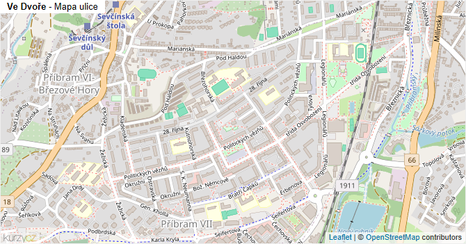 Ve Dvoře - mapa ulice