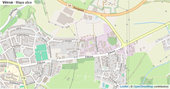 Větrná - mapa ulice