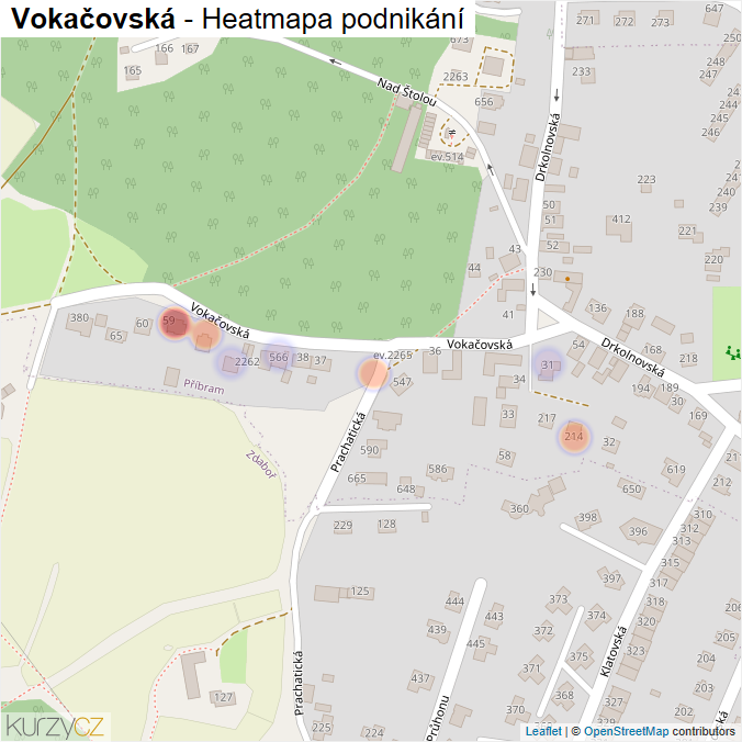 Mapa Vokačovská - Firmy v ulici.