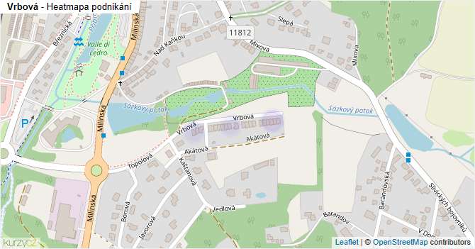 Vrbová - mapa podnikání