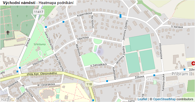 Východní náměstí - mapa podnikání