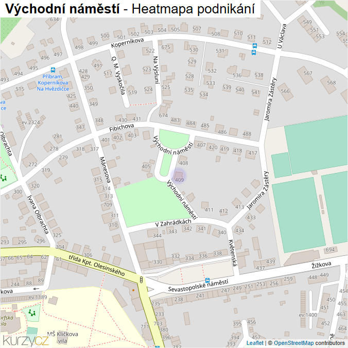 Mapa Východní náměstí - Firmy v ulici.
