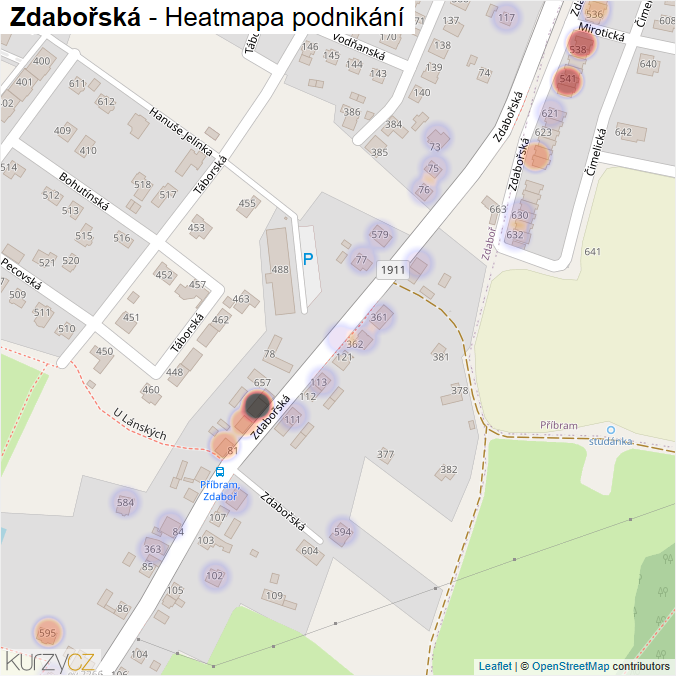 Mapa Zdabořská - Firmy v ulici.